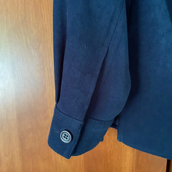 Talbots Shirt Jacket Button Up Microfiber Navy Blue Size P (XS Petite) - Picture 5 of 9